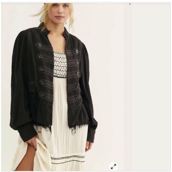 Free People Jackets & Blazers - Free People Black Ariana Jacket in Gray Brown